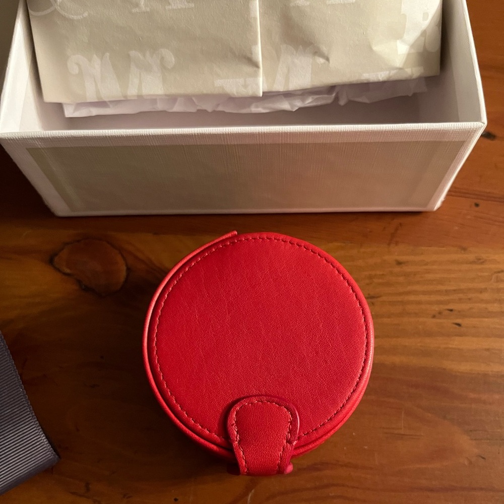 RED LEATHER JEWELRY/CUFFLINK BOX READY TO GIFT (GIFT BOX,CARD & BOW INCLUDED)